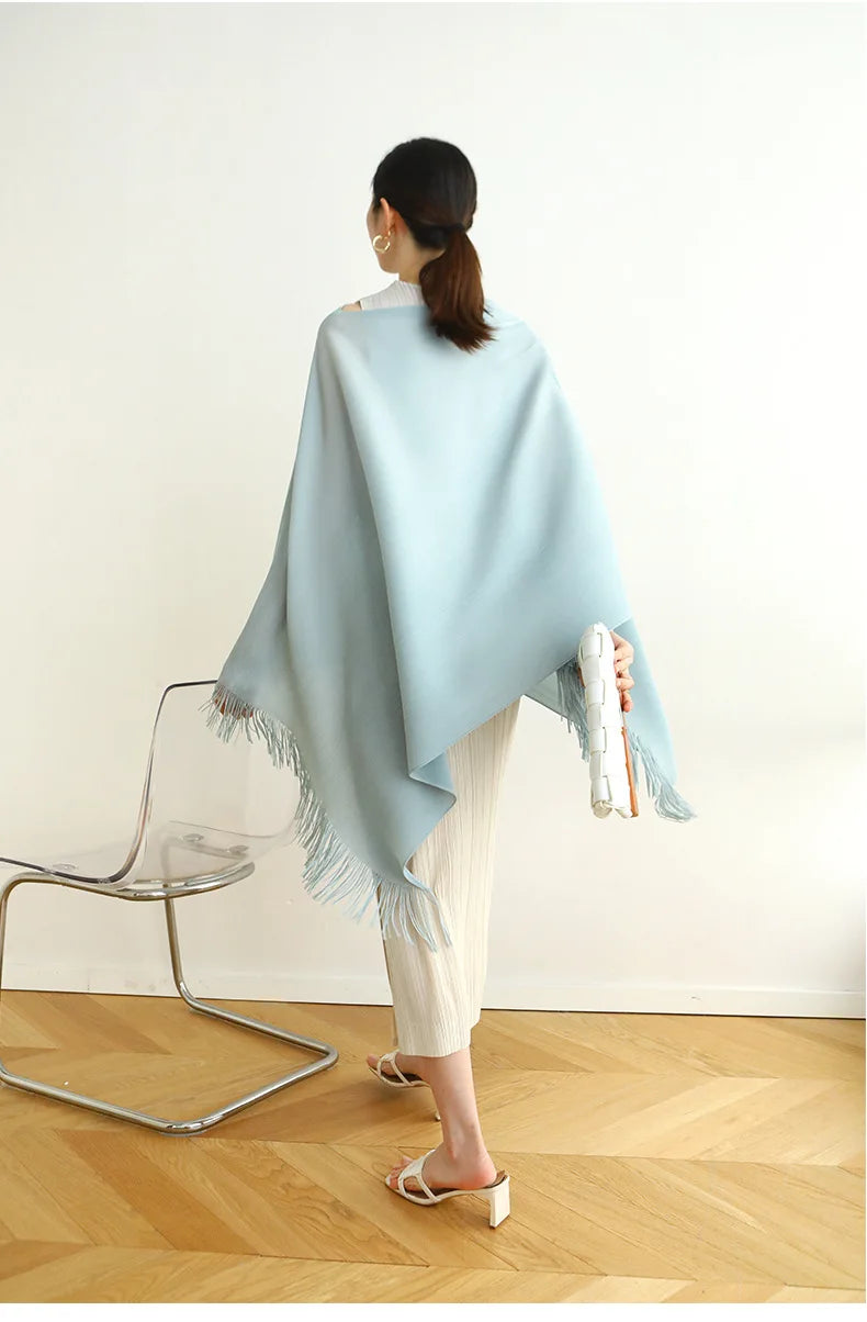 ALSEY Miyake Pleated Fringe Sleeveless Simple Shawl Jacket Autumn Spring New Light Luxury Solid Color Irregular Tops for Women's