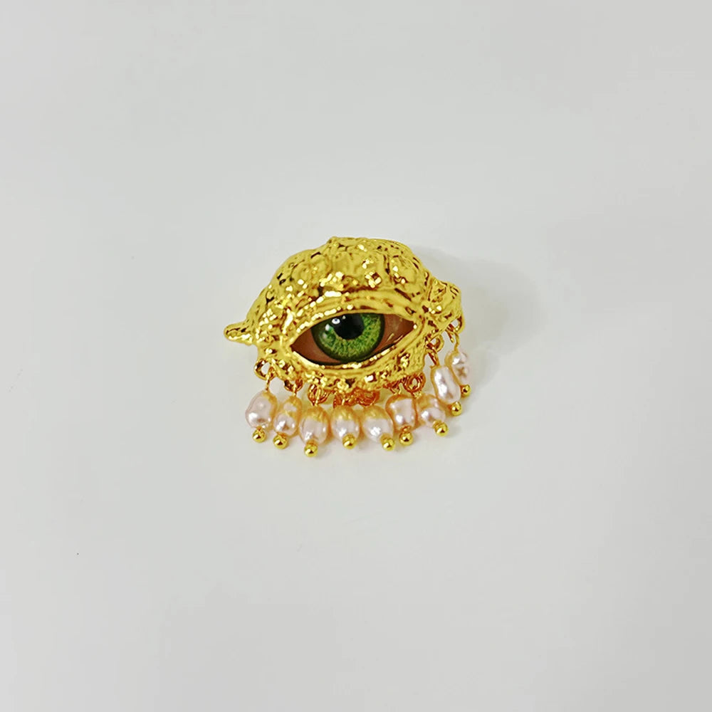 French Retro Unique Personality Exaggerated Eyes And Earrings Pearl Rhinestone Tassel Earrings Women's Jewelry Party Accessories
