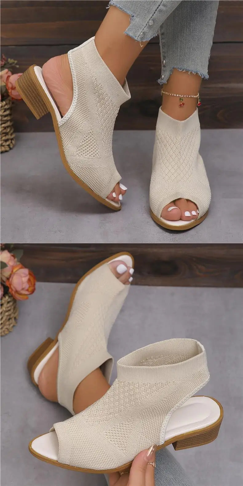 Sandals Fashion Summer Versatile Women Shoe Soft Non Slip Knitted Flat Shoes Breathable Hollow Fish Mouth Designer Shoes
