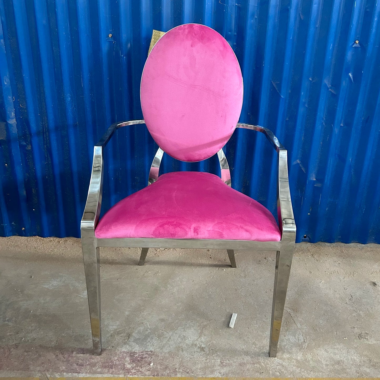Fashion Design Armrest Gold Stainless Steel Dining Throne Chair for Wedding Bride and Groom