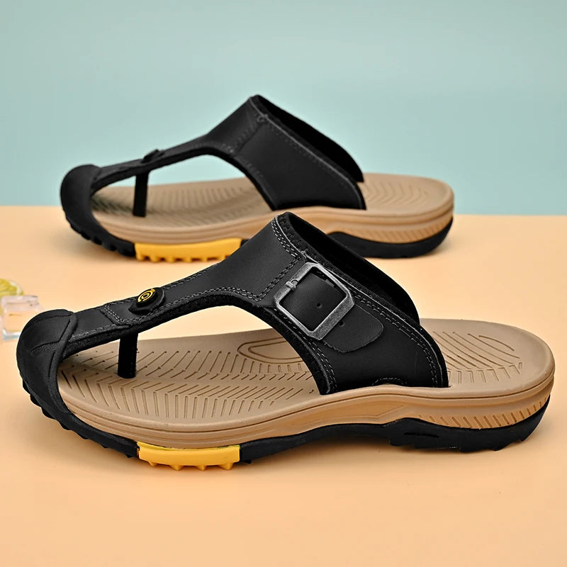 Genuine Leather Sandals Men Breathable Summer Shoes Man Waterproof Outdoor Men Sandals Antiskid Beach Sandals Footwear