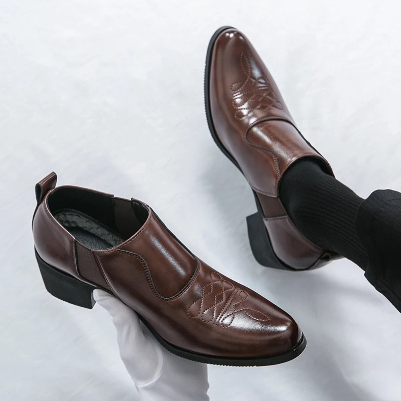 Spring New Men's Height Increased By 6 Centimeters Comfortable Leather Shoes Fashionable Business Attire Groom's Wedding Shoes