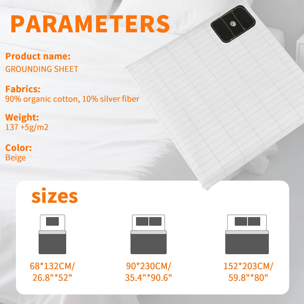 Grounding Bed Sheet Anti-static Grounding Sheet Conductive 95% Cotton and 5% Soft Silver Fiber Flat Sheets Sleep Bed Mat