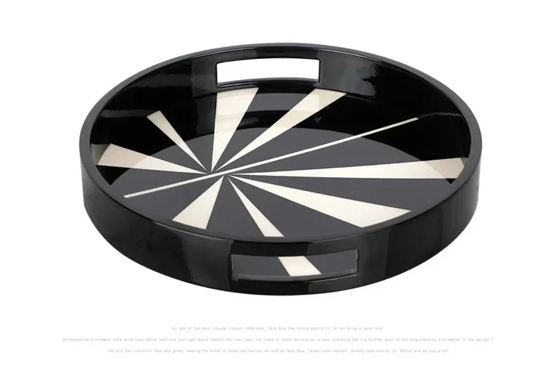 Elegant Glossy Piano Lacquer Home Decor Black White Stripes Jewelry Organizer Box Tray Display Stand Stylish Storage Decorative