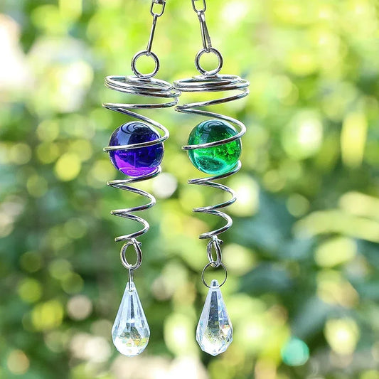 Natural Crystal Stained Glass Ball Earrings Rotating Spring Dangling Earring Women Fashion Jewelry Accessories Party Gifts