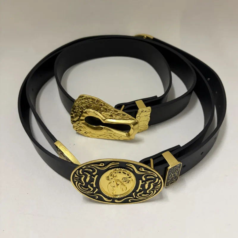 Women's Luxury Vintage Metal Buckle Belt Designer Celebrity Style Slim Trendy Multiple