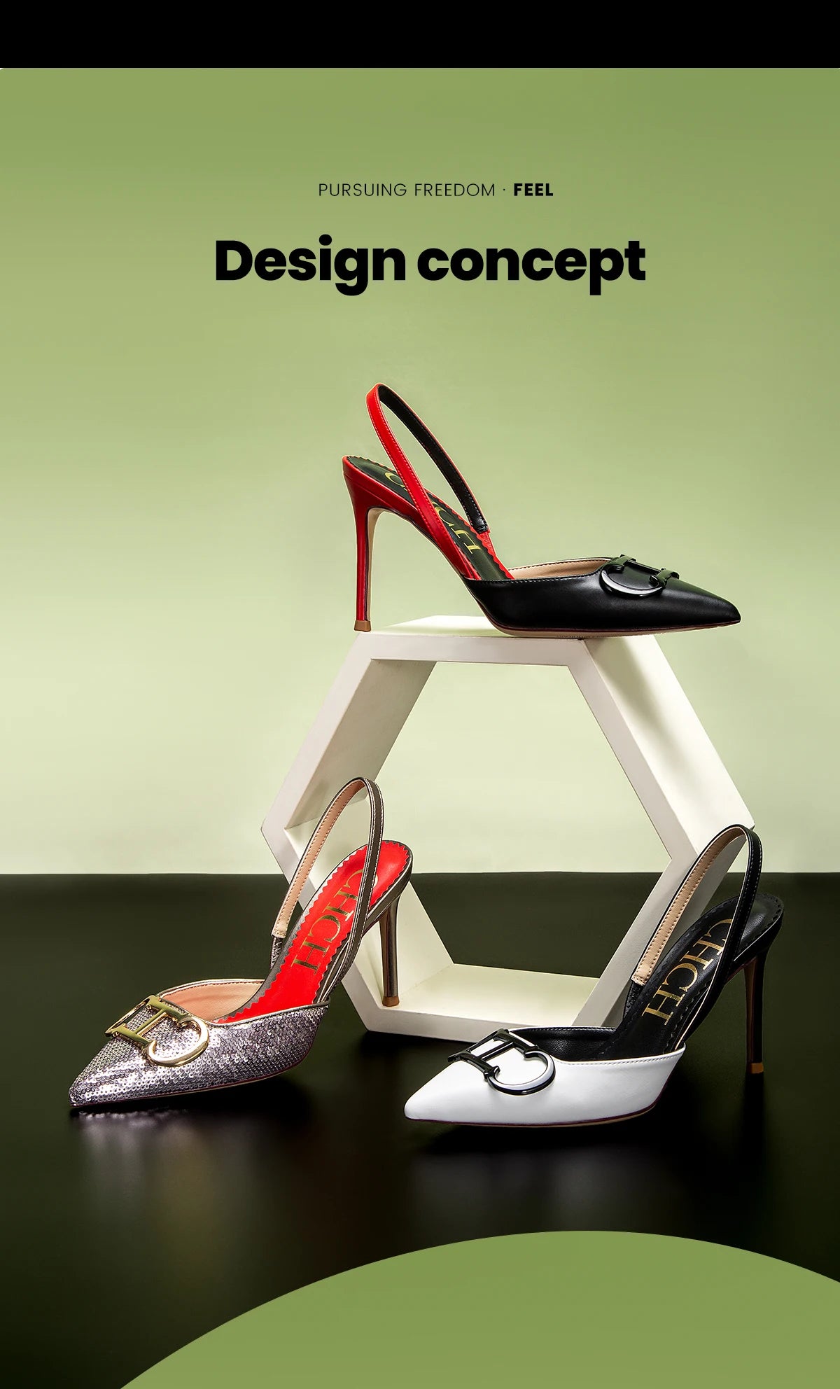 CHCH Women's 9cm High Heels 2025 Sharp tip Destiny Closed Toe Strappy Heels