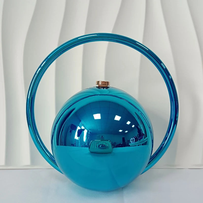  Designer Electroplating Circular Handle Handbag,Sphere Evening Elegant Clutch Purse,Women Fashion Marble Pattern Tote Bag