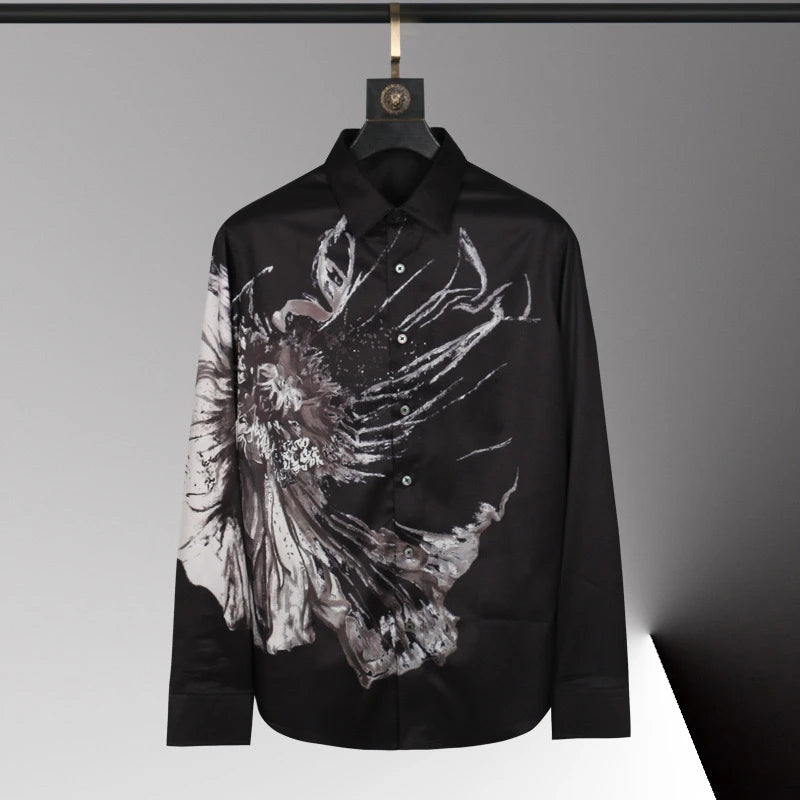 High-end men's shirt 3D printed pattern men's shirt long sleeve lapel fashion casual top Hawaiian shirt vacation large size 6xl