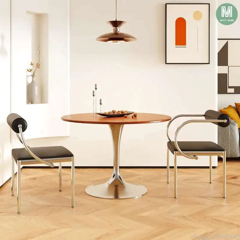 Designer Dining Chair Vintage Style Stainless Steel Study Bedroom Makeup Chair Dresser Furniture