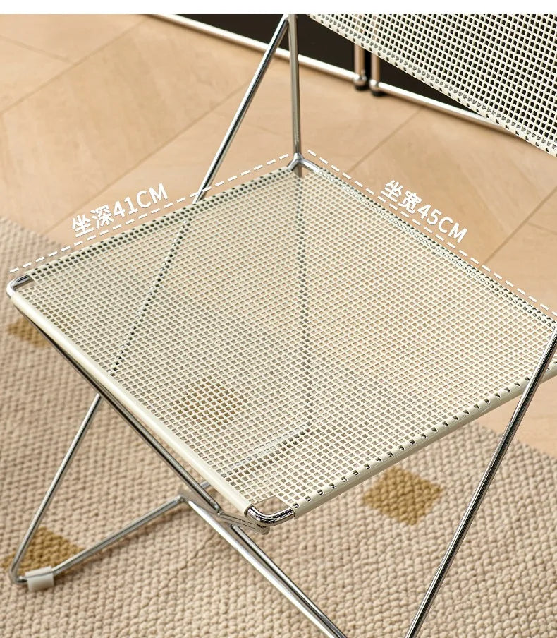 Korean Iron Dining Chair with Backrest Modern Minimalist Stackable Chair for Kitchen Designer Creative Metal Seat for Restaurant
