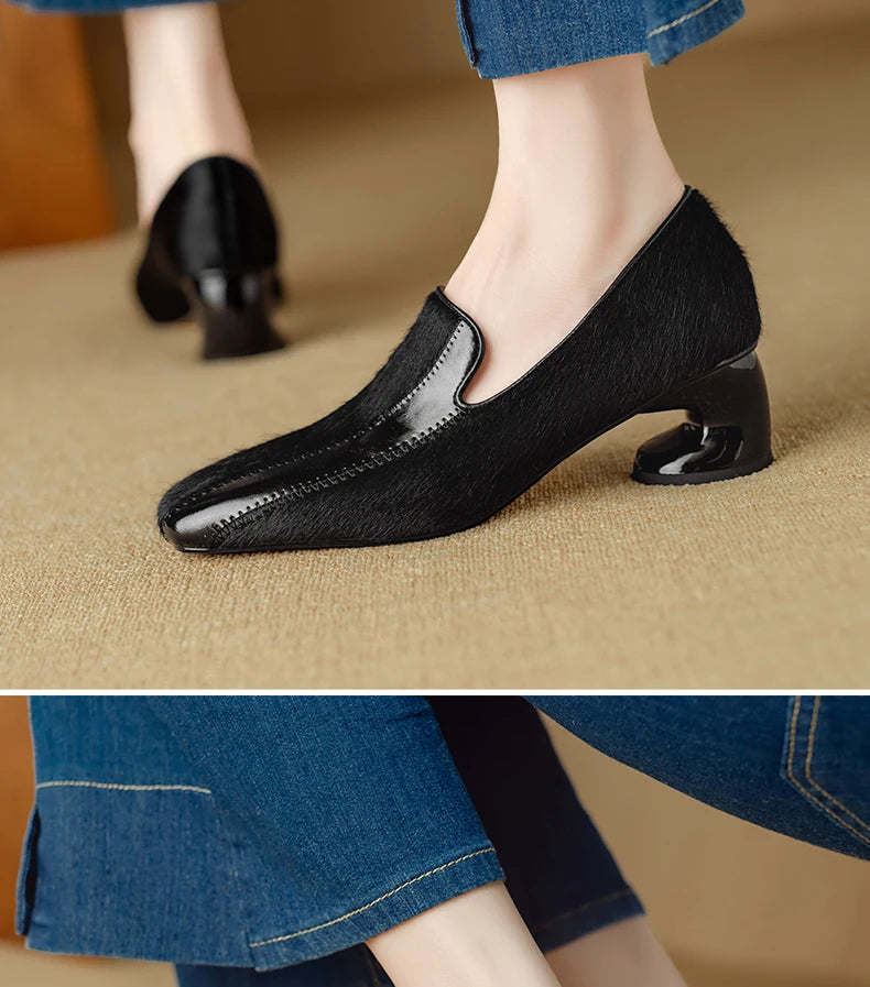 Ods Vintage Square Toe High Heels Pumps Women Autumn Shoes Party Dress 2021 Spring Footwear Retro Female Work Pumps Zapatillas