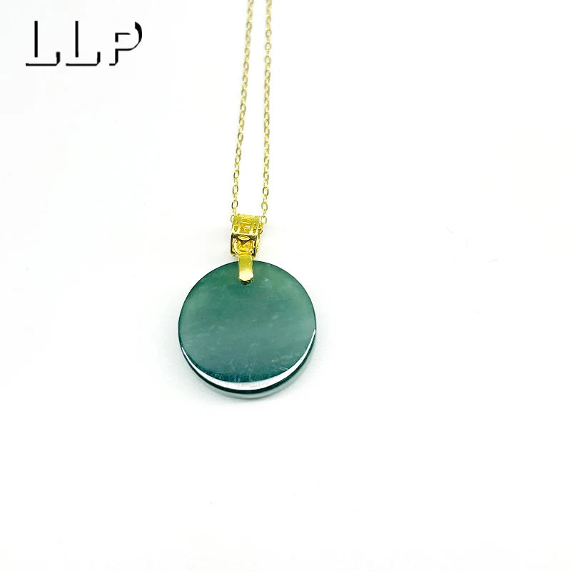 S925 Silver Inlaid With Natural Blue Water Emerald Round Pendant For Girls As a Festival Gift Or Charm For Protection