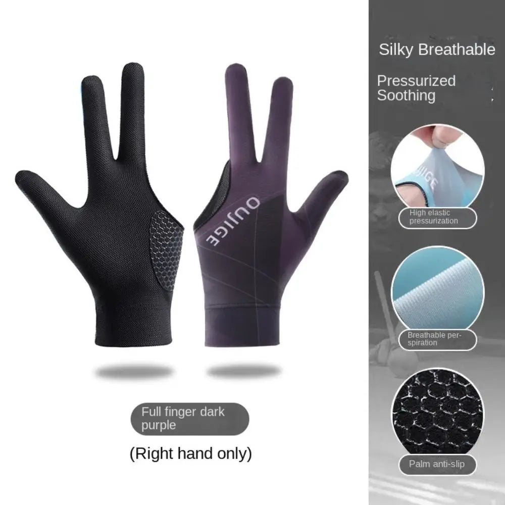 Left and Right Hand Billiards Glove Elastic Non Slip Three Fingers Glove Breathable Snooker Billiard Glove Fitness Accessories