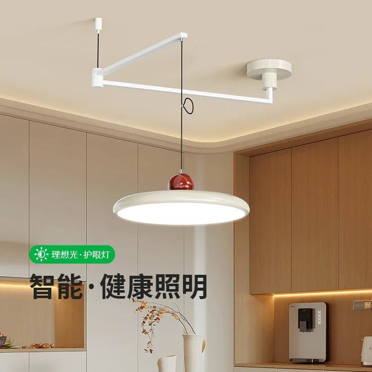 Movable Rocker Arm Restaurant Chandelier Modern Simple Table Light Advanced French Full Spectrum Eye Protection Light