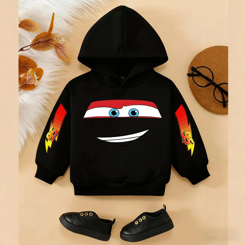 Girls and Boys Classic Anime Car Story Children's Spring and Autumn Fashion Hoodie, 3-14Y Boys and Girls Hoodie
