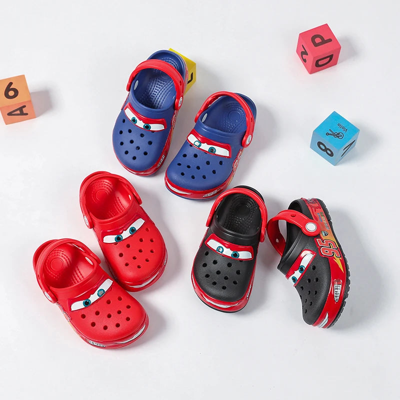 Disney Lightning Mcqueen Shoes Led Lighted Car Kids Slippers Animation Children Beach Sandals Boys Girl Gift