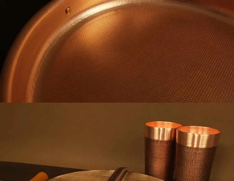 Pan Barbecue Plate Pure Red Copper Beer Mug Set Barbecue Plate Fried Meat Plate Binaural Pan Pure Copper New Chinese Style