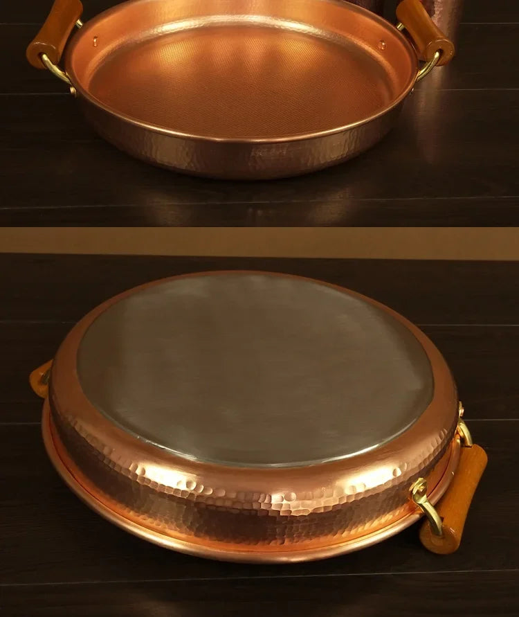 Pan Barbecue Plate Pure Red Copper Beer Mug Set Barbecue Plate Fried Meat Plate Binaural Pan Pure Copper New Chinese Style