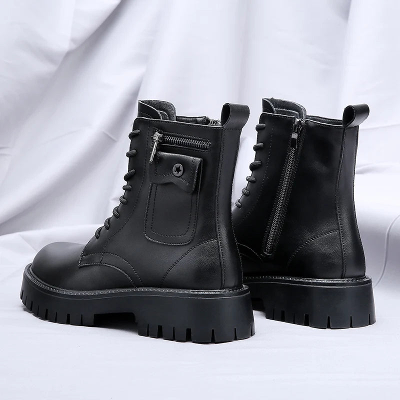 Men's English Style Thick Sole Design Men Boots Luxury High End Top Layer Leather Brand Famous Chelsea High Quality Casual Boots