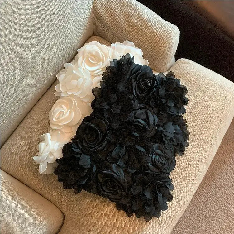 Spring Women Temperament Package Hip Black Three-dimensional Rose Skirt Female Sweet Fashion Y2k A Line Mini Kawaii Skirts
