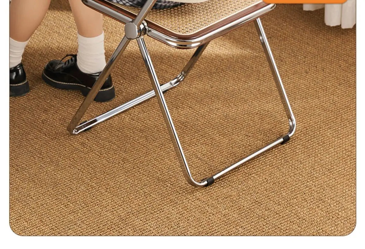 Nordic Rattan Home Comfortable Dining Chair Long Sitting Comfortable Chairs Creative Folding Chair Leisure Retro Backrest Stools