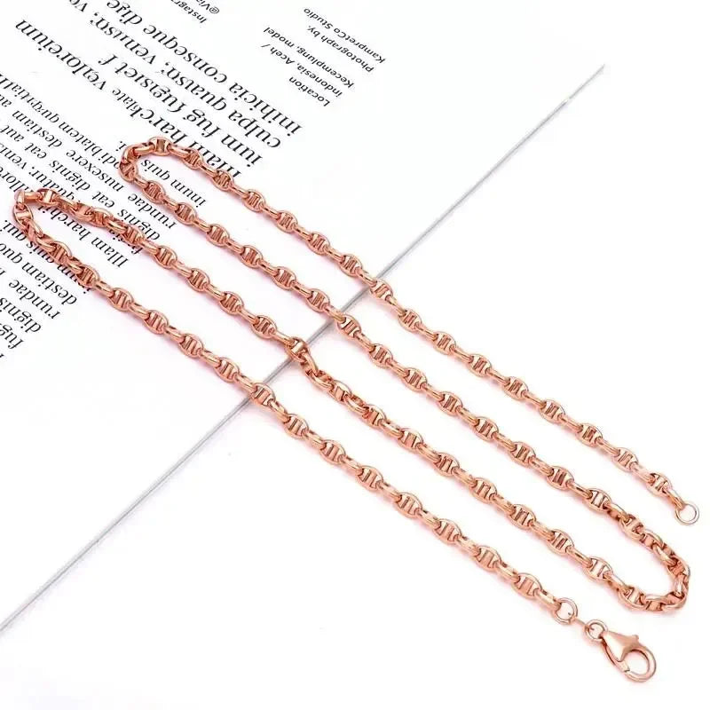 Copper plated rose gold style chunky necklace hip hop fashion chains stacking charms jewelry for men and women