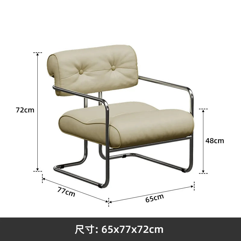 Single Chair Lounge Dining Chair Stainless Steel French Negotiation Balcony Lounge Chair
