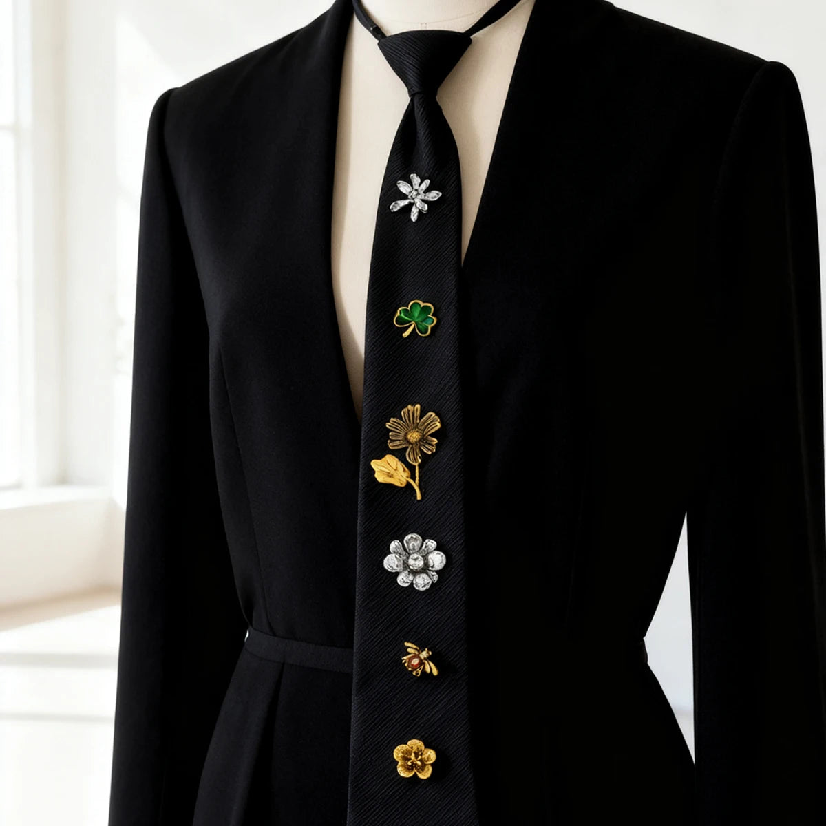 ZAA Autumn Trendy Flower Insect Tie European and American Exaggerated INS Style Light luxury With Multiple Elements Tie