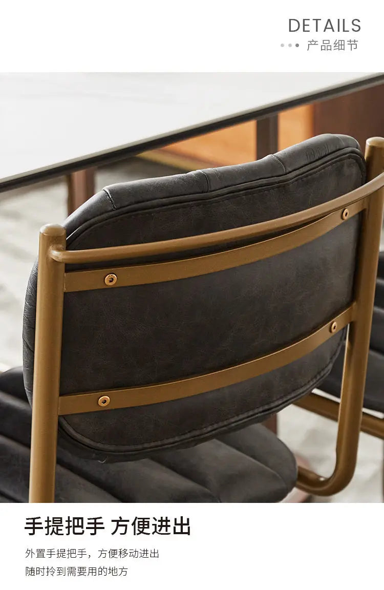 Mid-century Dining Chair Retro Iron Frame Armchair Postmodern Luxury Backrest Leisure Seat for Household Dining Room Furniture