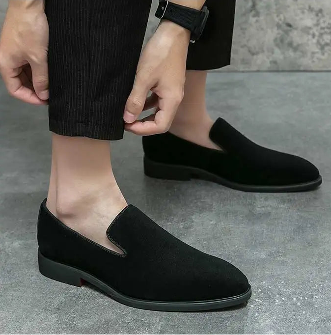 New In Red Bottom Shoes for Men Loafers Flock Solid Slip-On Party Men Dress Shoes Size 38-48 Free Shipping Men Shoes