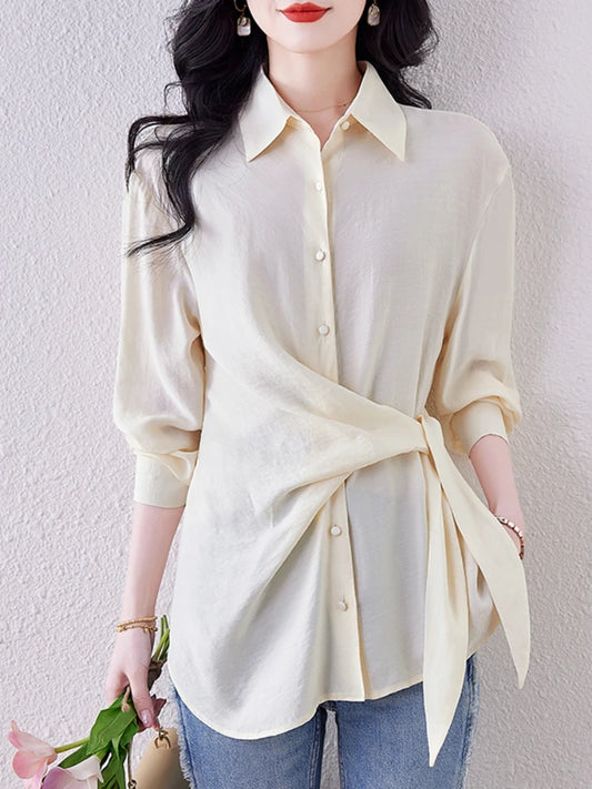 New Spring Women Blouses France style office ladies shirts solid color tops blusa mujer