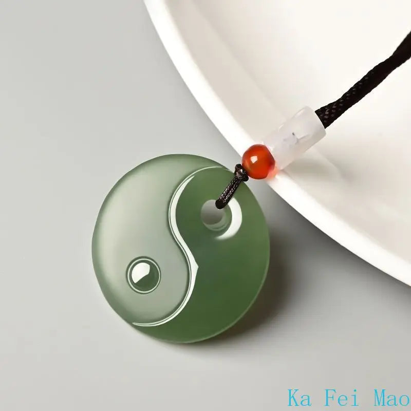 100% Natural Hotan Jade Pendant Tai Chi Bagua Heaven and Earth Pendant for Couples Necklace Pendant Fashion Feng Shui Jewelry