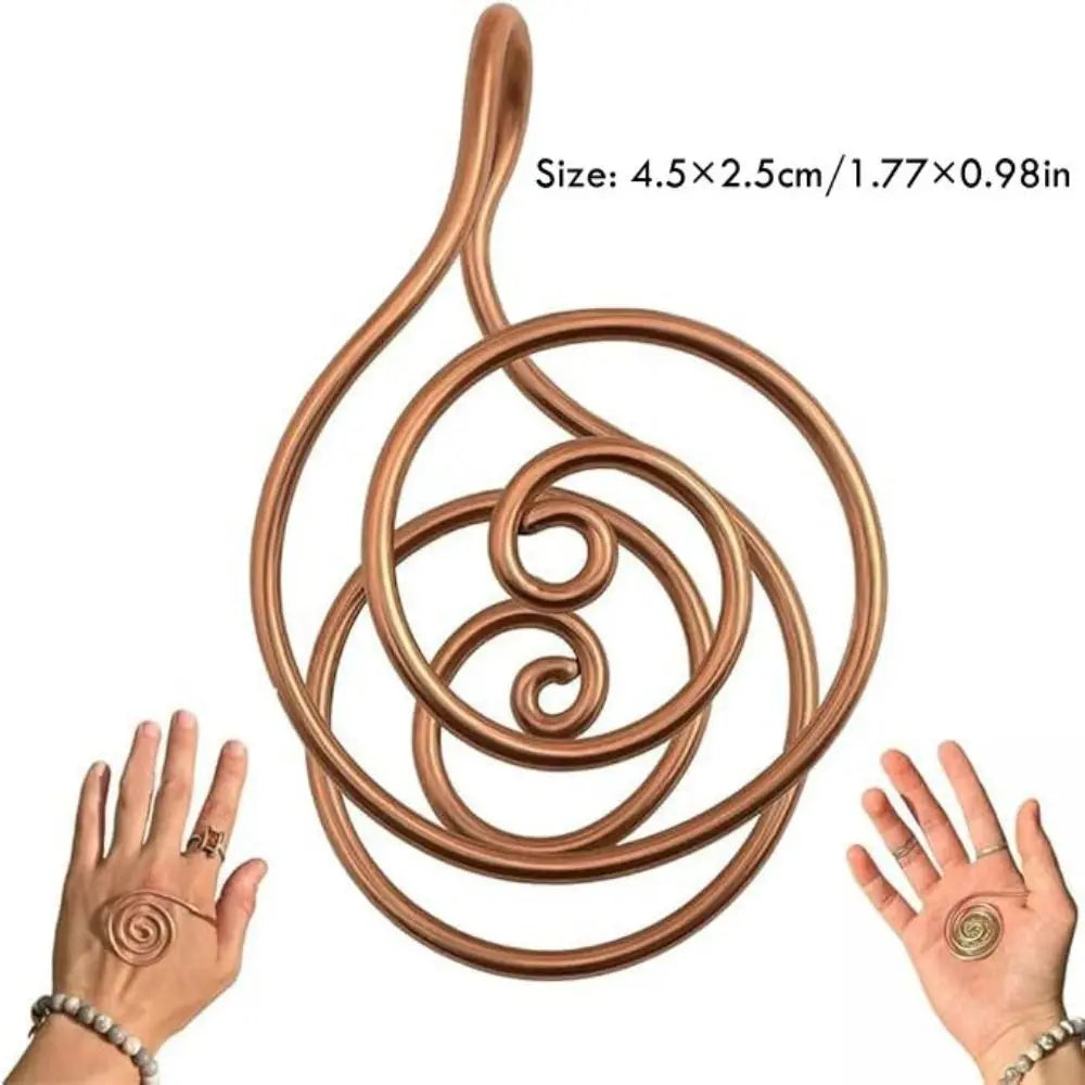 Adjustable Copper Tone Palm Ring Portable Handmade Reiki Energy Spiral Hand Ring Jewelry Accessories Copper Tone Cuff