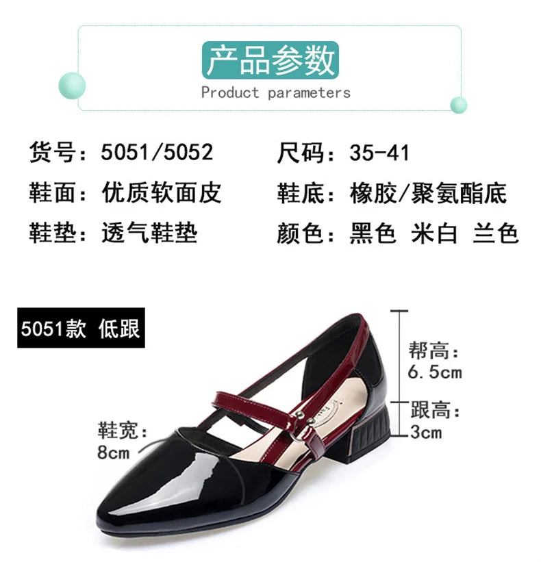 2024 Soft Leather Sandals Women Spring Summer Fashion Pointed Tip Single Shoes Low-Heel Hollow Buckle Ventilate Office Gentle