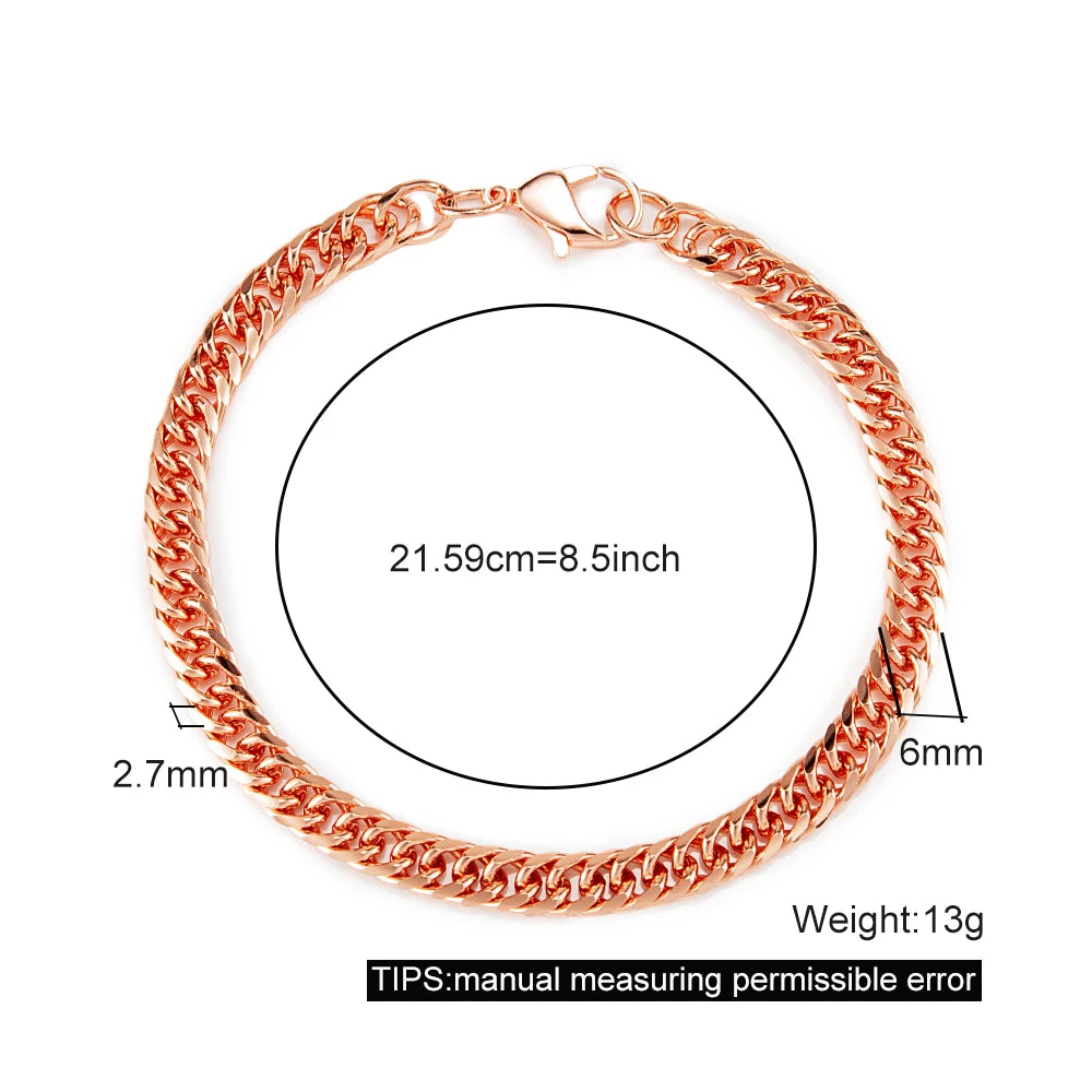 Pure Copper Bracelets for Men Women Adjustable Cuban Chain Link Lobster Clasp 6mm Wide Anti-scratch Male 7-10.5 Inch Jewelry
