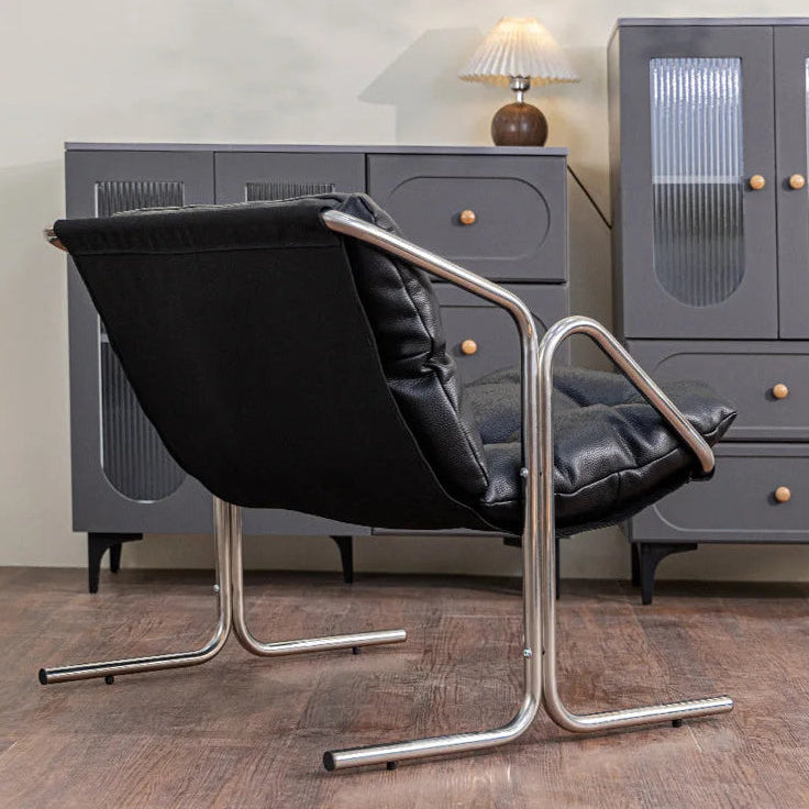 Italian Light Luxury Leather Soft Bag Dining Chair Stainless Steel Conference Room Chair Retro Business Negotiation Chair