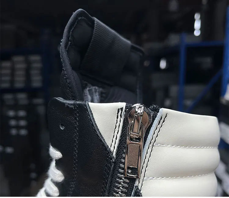Men's Casual Shoes Genuine Leather Shoes for Women Owen Geo Black Solid Sneakers Lace-up Men's Shoes