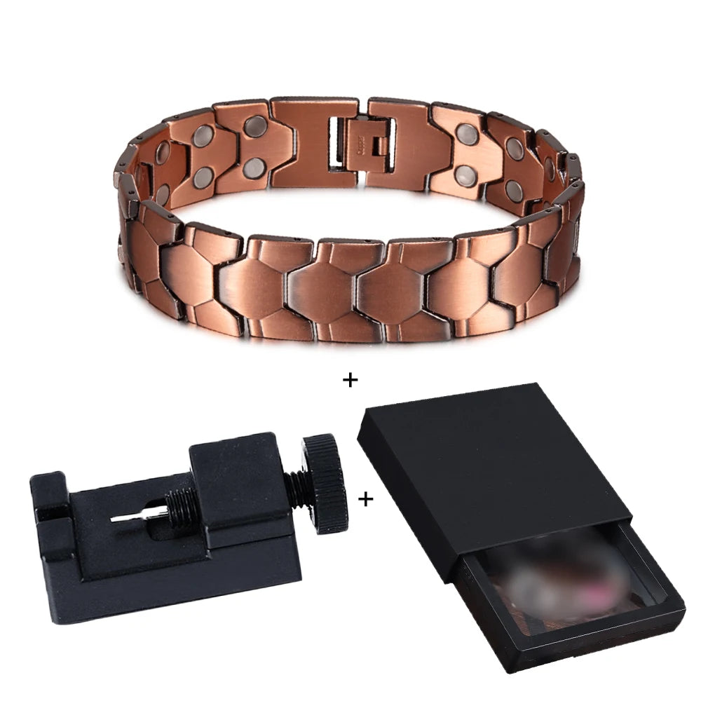 Wristband Magnetic Pure Copper Bracelet Male 18mm Wide Football Pattern Copper Magnetic Bracelet Arthritis Energy Chain Bracelet
