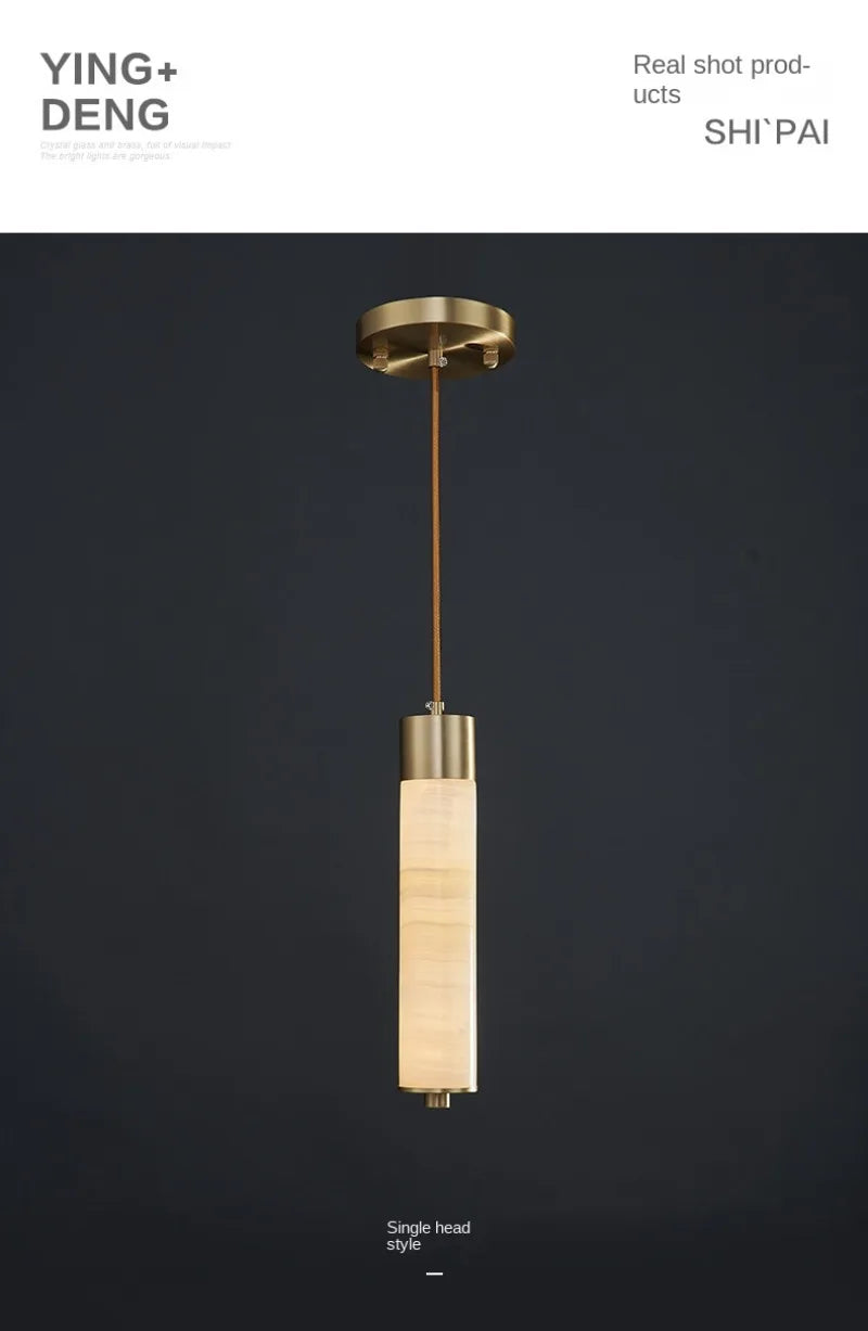 Modern Copper Light Luxury Pendant Lamp Marble Bedside Bedroom Hotel Dining Room Kitchen Stone Hallway Hanging Lighting Led