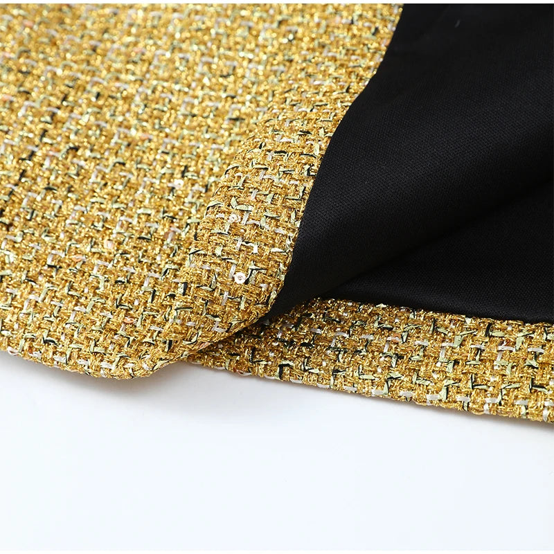 Elegant Chic Gold Sparkle Capelet Top Shiny Tweed Shoulder Wrap Turtleneck Short Cloak New Lady Evening Club Party Tops 2026