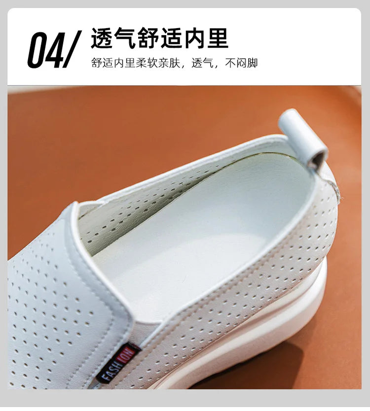 10cm Microfiber Platform Heel Wedge Shoe Sneakers Pumps White Platform Air Mesh Hollow Pumps Shoes Summer Women Zapatos de Mujer