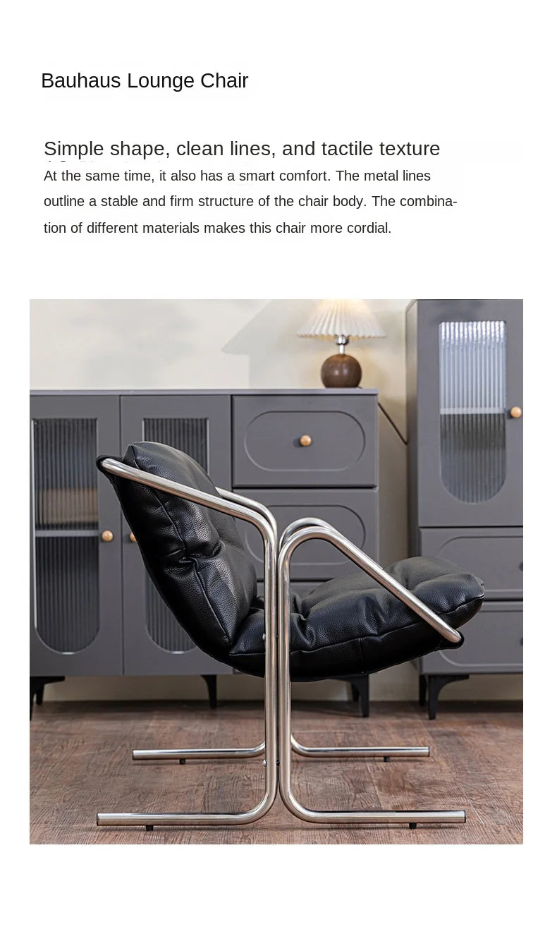 Italian Light Luxury Leather Soft Bag Dining Chair Stainless Steel Conference Room Chair Retro Business Negotiation Chair