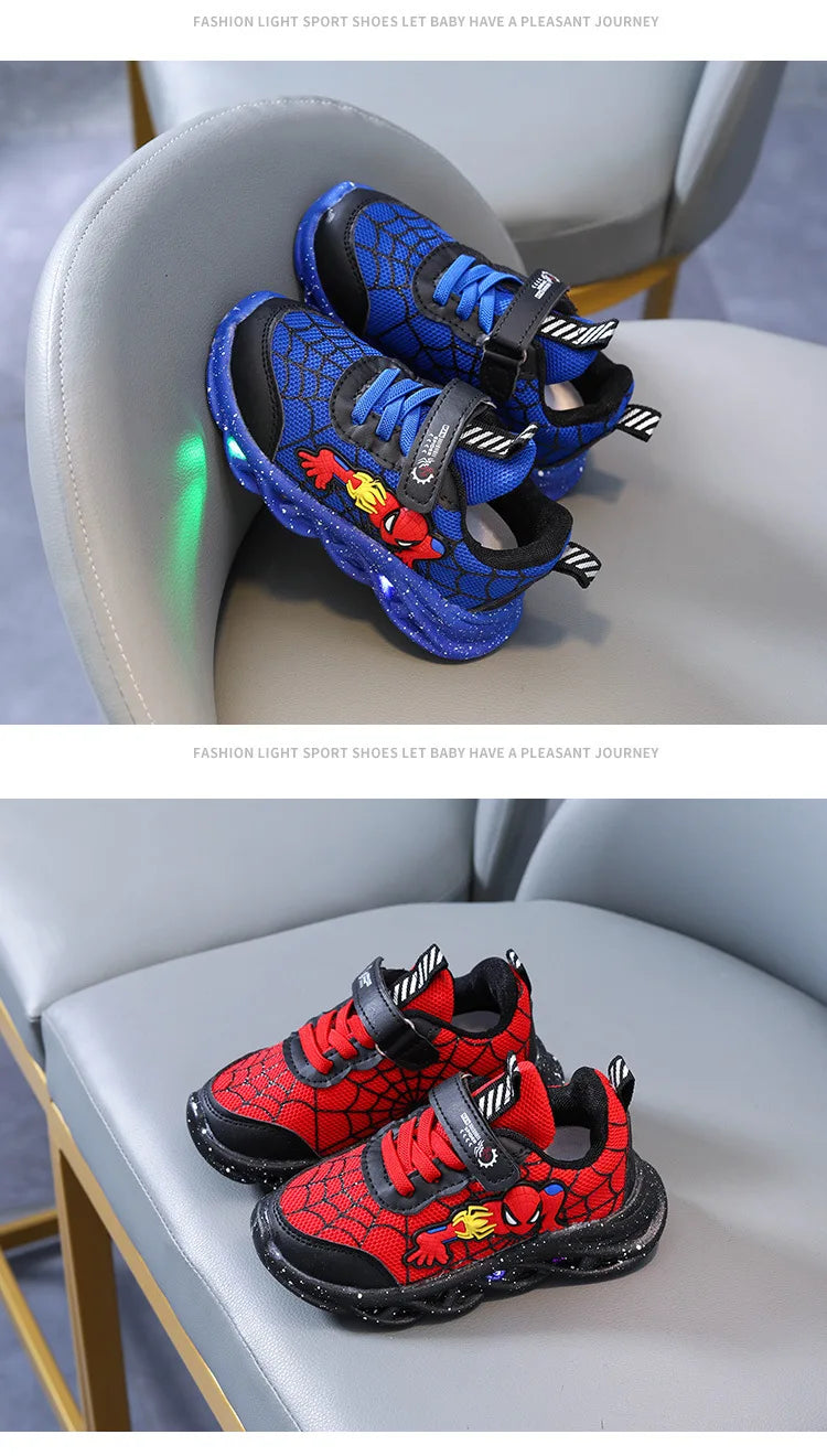 2023 New Spider-man Children's Shoes Boys Sneaker With Lights Spring Led Kids Boys Sports Children Shoes Casual