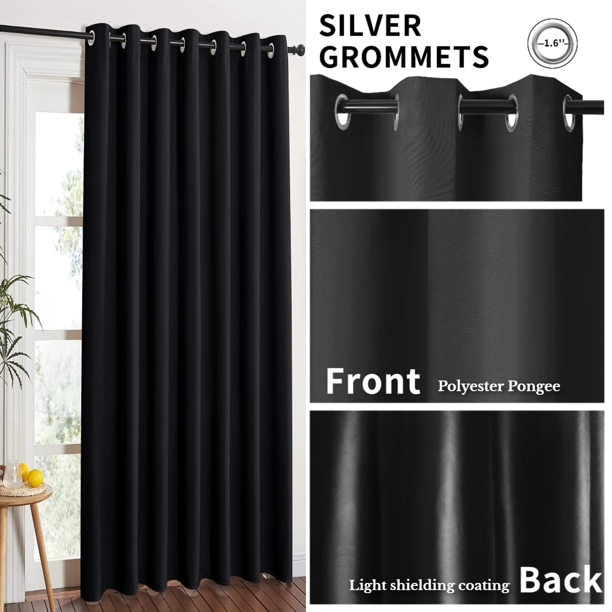 Blackout Curtains Eyelet 100% Light Blocking Thermal Insulated Curtains for Bedroom Living Room Darkening Drapes Door Curtains