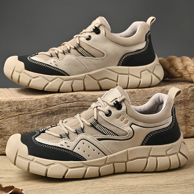 Fashionable Men Comfortable Lace Up Anti-collision Casual Sports Shoes Outdoor Men Breathable Anti Slip Soft Soled Hiking Shoes