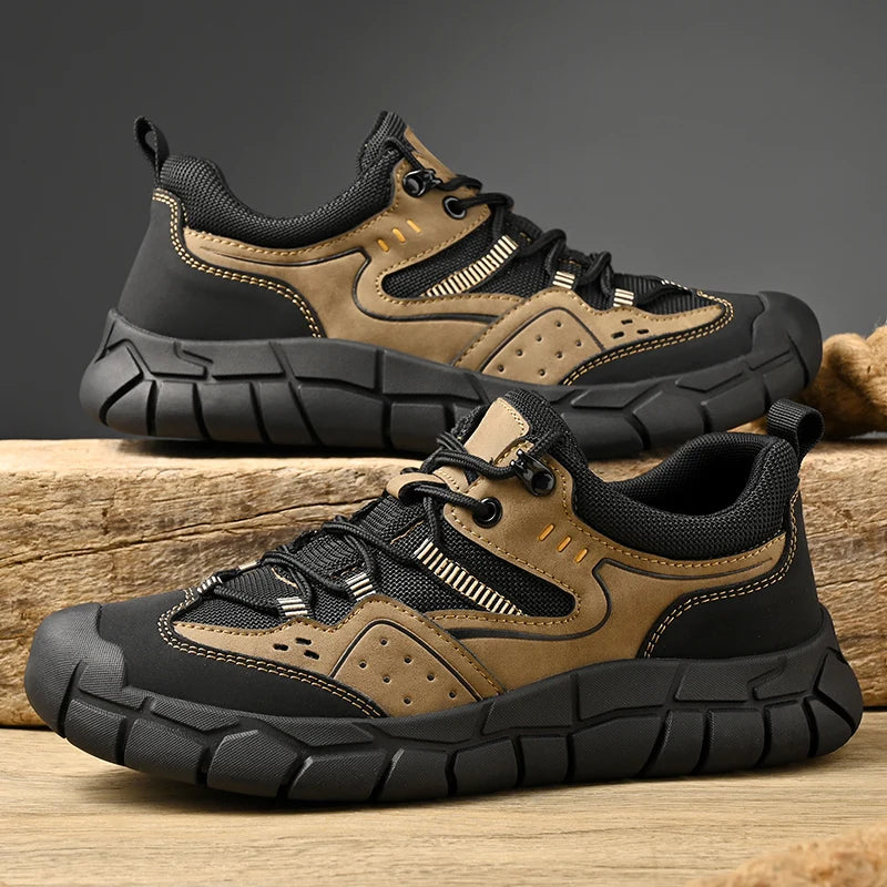 Fashionable Men Comfortable Lace Up Anti-collision Casual Sports Shoes Outdoor Men Breathable Anti Slip Soft Soled Hiking Shoes