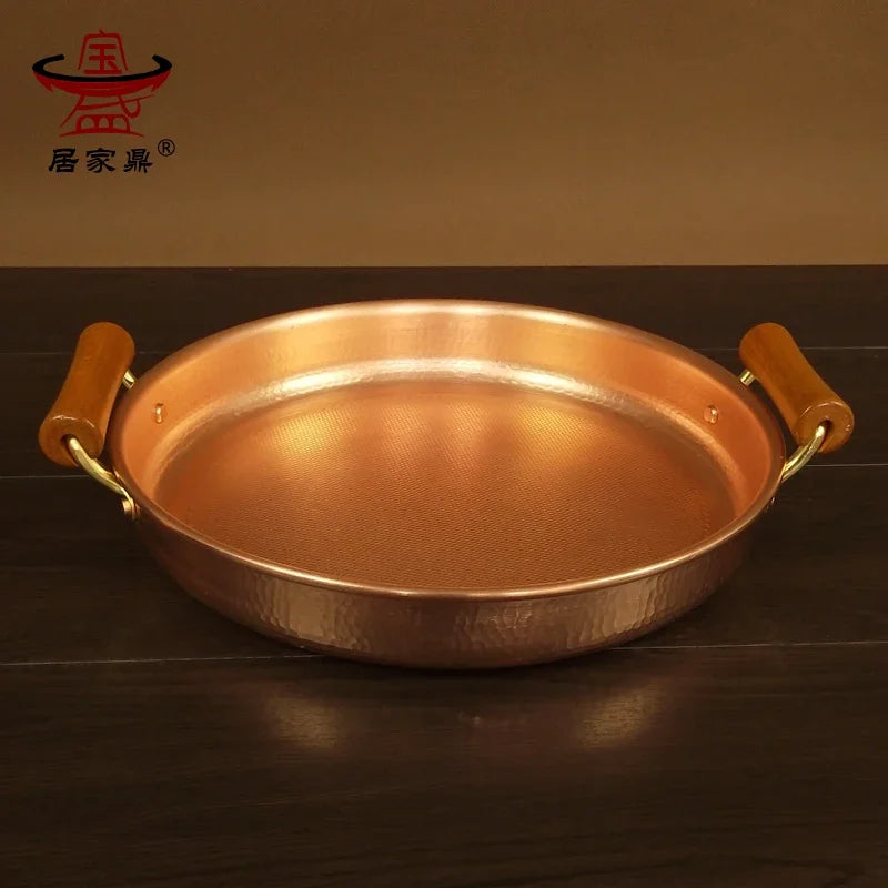 Pan Barbecue Plate Pure Red Copper Beer Mug Set Barbecue Plate Fried Meat Plate Binaural Pan Pure Copper New Chinese Style