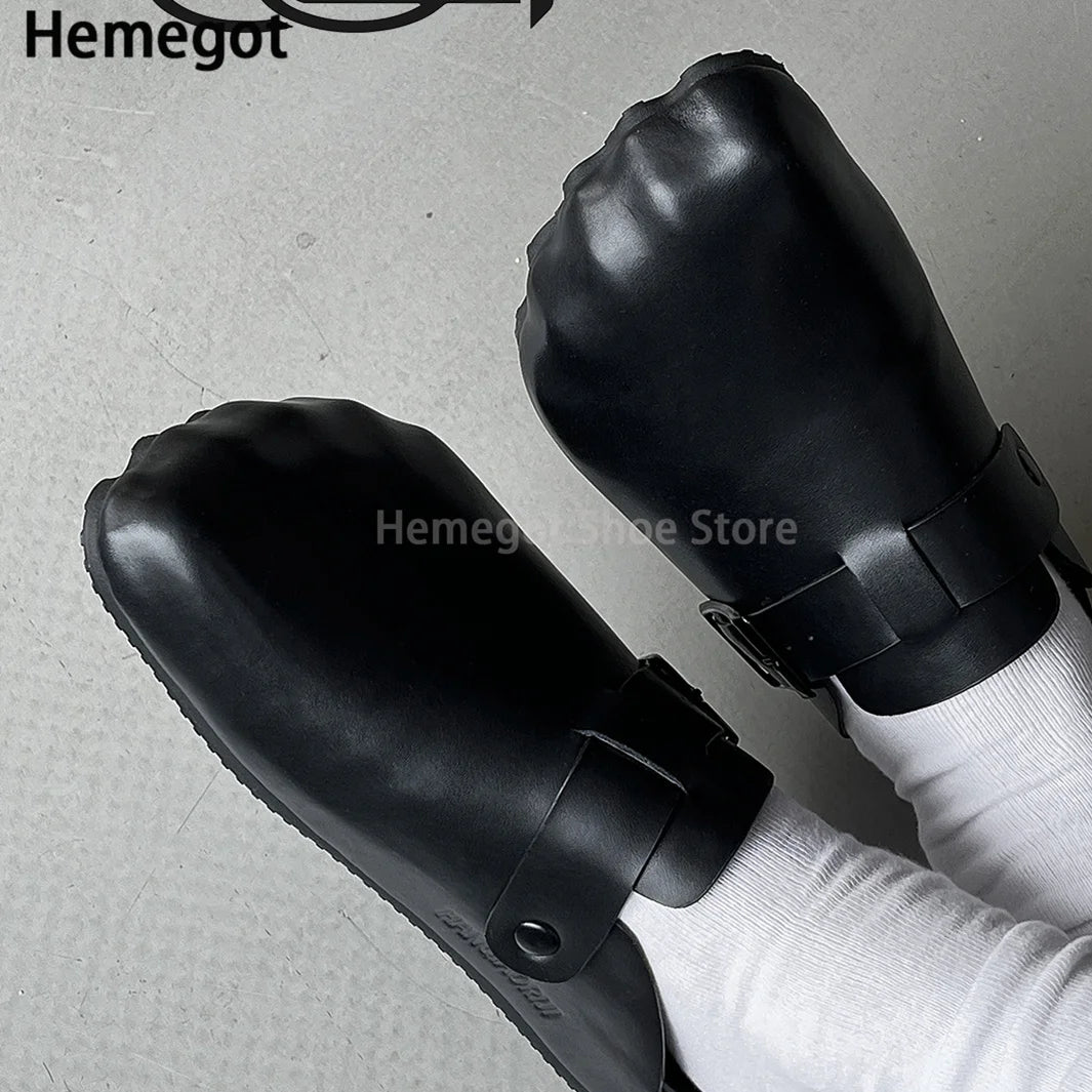Five Finger Cowhide Slippers for Men Bao Toe Slides Male Mueller Shoes Couple Casual Shoes Breathable External Wearing Slippers