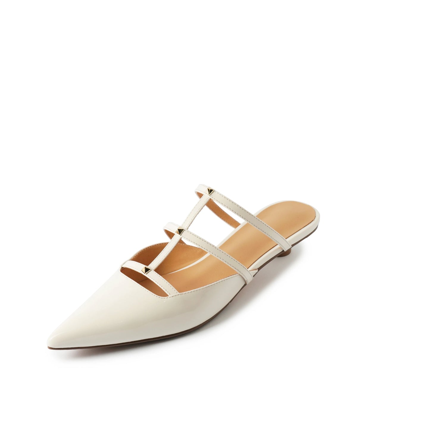 Genuine Leather Rivet Slippers Spring Summer 2026 Women Covered Toe Low Kitten Heels Mules Ladies Narrow Band Casual Slippers